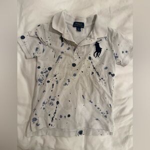 Ralph Lauren Kids White and Blue Splatter Polo Shirt